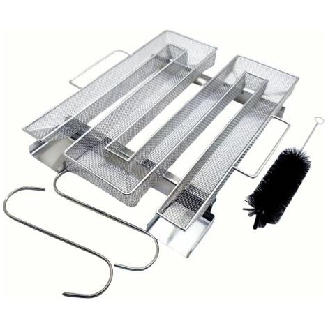 Générateur de fumée froide en acier inoxydable avec 2 crochets à viande + 1 brosses de nettoyage - Fumoir pour barbecues, barbecues, fumoirs à fumer réutilisables (22,5 x 21,5 x 4 cm) (1/5)