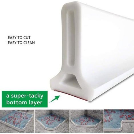 Barrière de douche pliable et système de rétention pour barrage d'eau et maintient l'eau à l'intérieur du seuil ，1 mètre, noir (1/5)