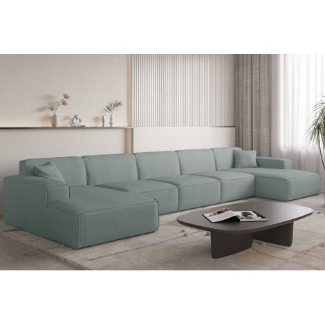 Wohnlandschaft Sofa U-Form CELES PREMIUM XL in Stoff Scala Saphirblau (1/3)