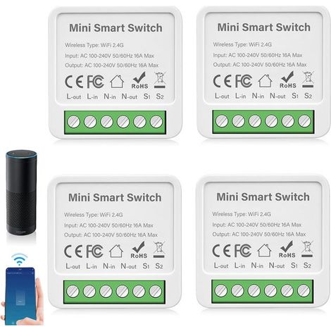 Module d'interrupteur intelligent à quatre voies - Interrupteur domotique - Interrupteur pour la maison connectée - Module mini-interrupteur et relais (1/5)
