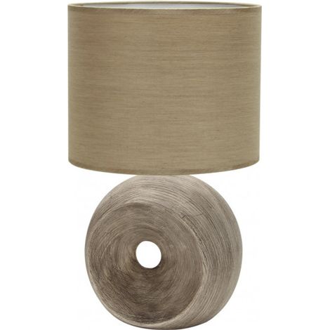FABRILAMP 160071015 Lampe De Table En Céramique Ea 1xe27 Beige Abat-jour Beige 52x30x30 Cm