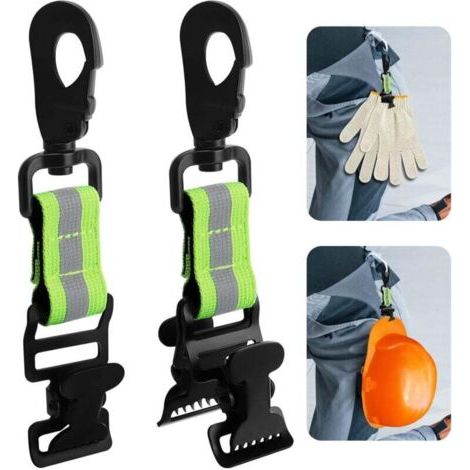 Pair Stück Feuerwehr-Arbeitshandschuhhalter, taktischer Gürtelhandschuhhalter, Doppelclip-Arbeitshandschuhclip, Arbeitshandschuhclip mit Karabiner, für Arbeiter, Feuerwehrleute, Baustellen (Hellgrün)