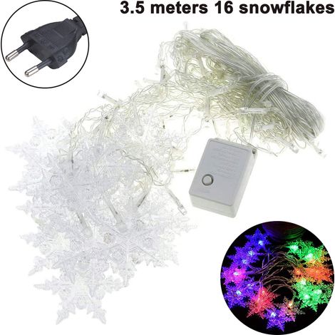 Guirlande Lumineuse Flocon De Neige - 96 LED - 3,5 M - 16 Flocons - 8 Modes - IP44 - Intérieur Extérieur - 1 Pièce (1/5)