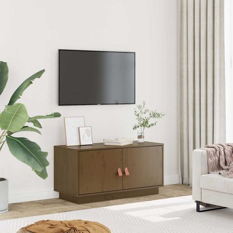 vidaXL Meuble TV Marron miel 80x34x40 cm Bois de pin massif (1/5)