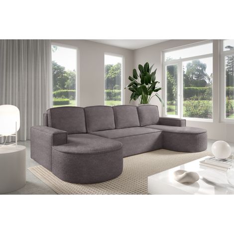 Sofello Ecksofa Molly U-Form mit abgerundeter Form in Creme Beige Grau Hellgrau Rostig Gruen Boucle - trendige abgerundete Form Neuheit 2025 (mit Schlaffunktion) (1/5)