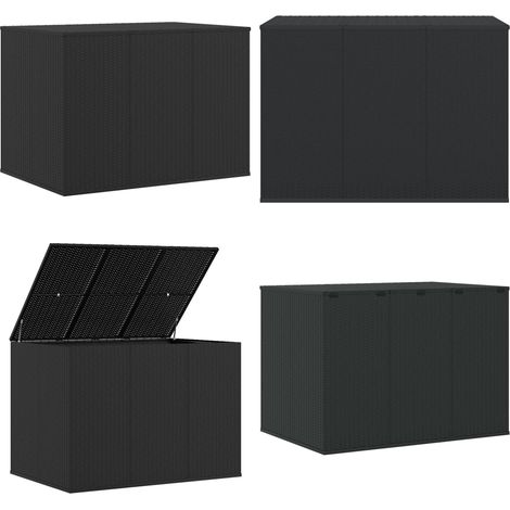Garten-Kissenbox PE Rattan 145x100x103 cm Schwarz - Gartenkiste - PE-Rattan Box - Stauraum Im Freien - Gartensitzplatz - Wetterfestes Möbel - Home & Living (1/5)