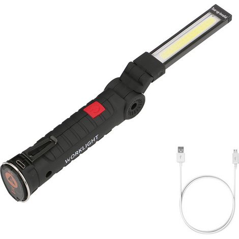MINKUROW Usb Recargable Linterna Antorcha Led Luz De Trabajo Portátil Magnético Cob Gancho Colgante Para Acampar Al Aire Libre Lámpara De Reparación (2 Piezas Pequeñas) (1/4)