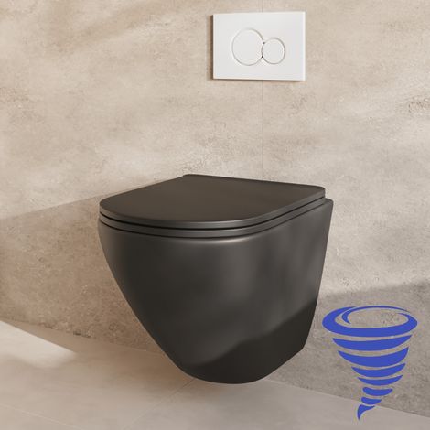 LOMAZOO Pack WC suspendu avec réservoir encastré rond noir - sans (1/5)