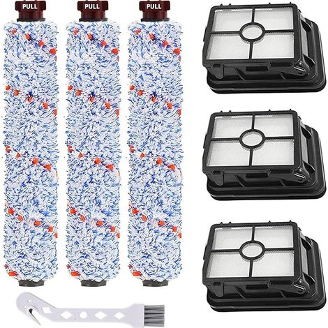 FOREHILL Accessoires pour Bissell Crosswave 3 en 1 Lot de 3 filtres de rechange et 3 rouleaux multi-surfaces pour aspirateur Bissell CrossWave 1866 1785 2052 1713 2225N (1/5)