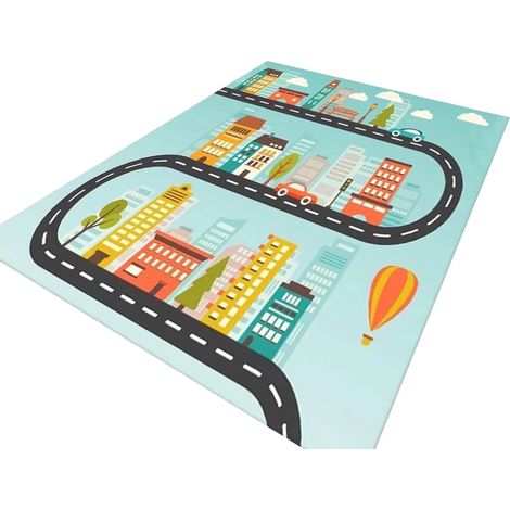 1 Tapis de jeu, motif circuit voiture, surface antidérapante, tapis éveil, chambre enfant (1/5)