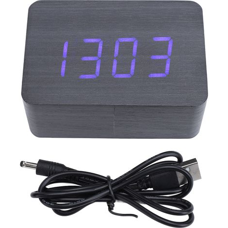 Wooden Digital Alarm Clock 3 Alarm Settings Temperature Display Adjustable Brightness Electric Clock for Bedroom (1/5)