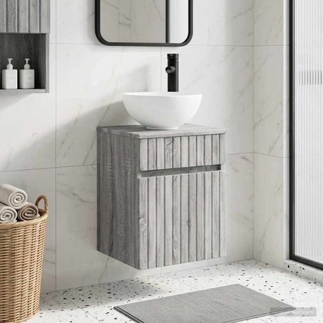 Vanidad de lavabo montada en la pared  gris