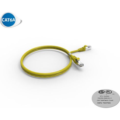 Cordon RJ45 CAT6A SFTP 100 OHMS LSOH, Couleur : Jaune, Longueur : 1m (2210J)