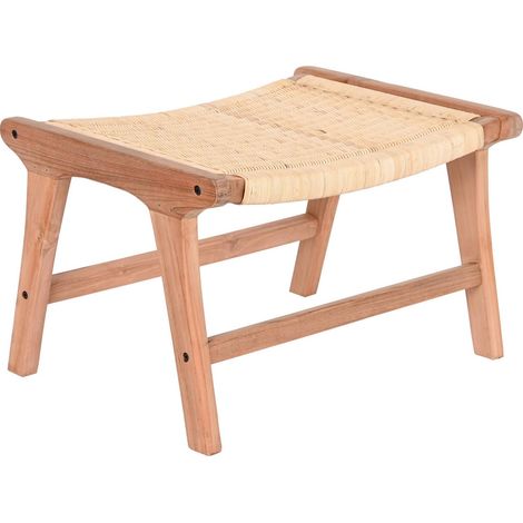 Banc en teck et rotin élégant pour intérieur paisible - Marron beige naturel
