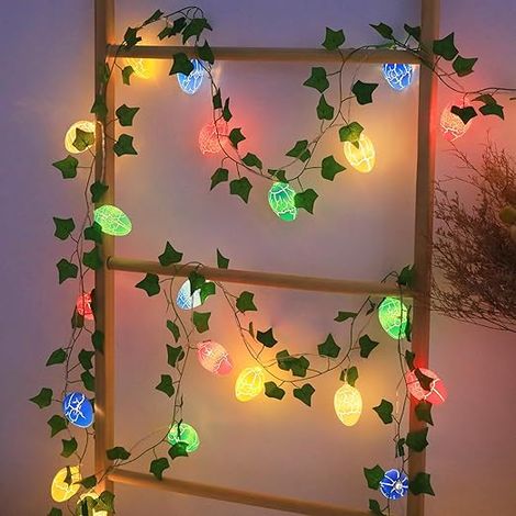 Decoraciones de Pascua, huevos de Pascua, hiedra, guirnaldas de luces, decoraciones de Pascua de 2,3 metros. (1/4)