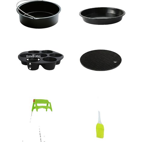 Ensemble d'accessoires pour friteuse à air, compatibilité universelle, revêtement antiadhésif, ensemble de 9 pouces (1/2)