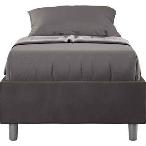 Cadre de lit 39cm en microfibre Avika - Minimalisme et Modernité Sommier et coffre-Gris foncé-90x190-Option Sommier et coffre (1/5)