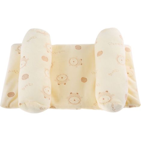 Cale Tête Bébé Anti-Roulis en Coton, Oreiller Anti-Plagiocéphalie, Jaune, 28 x 17 cm, Nourrisson, Lit et... (1/5)