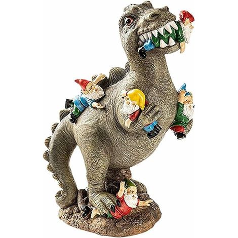 Estatuas de gnomos de jardín, decoración de exteriores, estatua de dinosaurio para jardín, divertida figura decorativa de arte para exteriores, escultura, adorno de resina, estatua de dragón para pati (1/4)