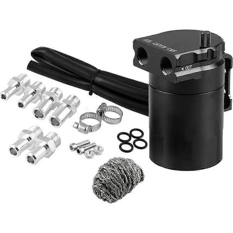 Kit de réservoir de récupération d'huile universel en aluminium 0,3 L avec chicanes pour moteur poli ( ) (1/5)