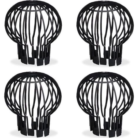 Filtre gouttière, lot Pratique de 4, Plastique, crépine, Protection, écoulement de l’Eau, Ø 12 cm, Noir