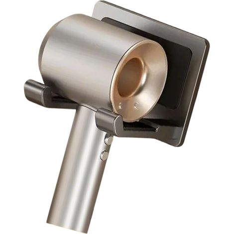 Selbstklebender Haartrocknerhalter aus Kunststoff und Aluminium – Grau (1/5)