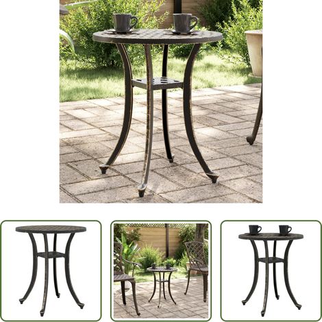Aluminiumguss - Gartentisch Bronzen Ø48x53 cm Aluminiumguss (1/5)