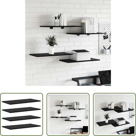 vidaXL Étagère moderne - Étagère à livres 4 pcs Noir 60 x 30 x 1,5 cm Bois d'ingénierie (1/5)