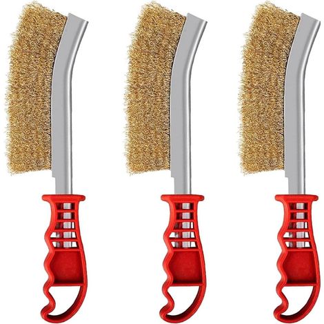 Brosse à grille en fil de laiton, poignée incurvée pour fonte, nettoyage des scories de soudure et de la rouille