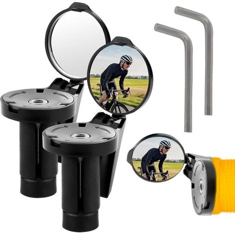 Set di 2 specchietti retrovisori pieghevoli e regolabili a 360° per bici da strada e mountain bike. (1/5)