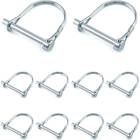 Goupilles de sûreté en forme de D, goupilles de verrouillage en acier au carbone de 6,35 mm (1/4 pouce) pour remorques agricoles, de jardin et de pelouse, 6 x 50 mm, lot de 10 (1/4)