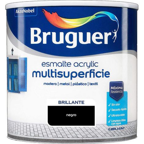 ESMALTE ACRYLICO MULTISUPERFICIE BRILLANTE NEGRO 0,250L 5160658 BRUGUER