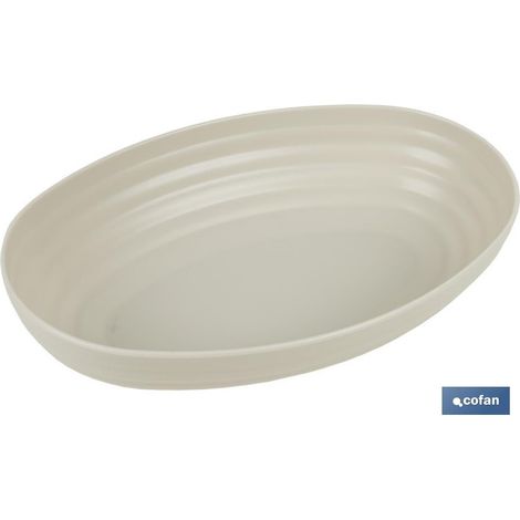 Pack de 6 assiettes ovales Nara 1080ml, polypropylène, beige