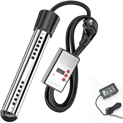 Calentador de agua instantáneo Tonchean de 2500 W para cubos y piscinas pequeñas – Acero inoxidable – 260 mm de longitud – Alarma de ebullición (1/4)