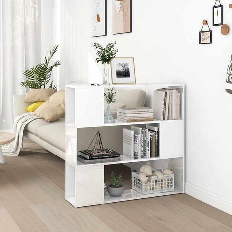 vidaXL Bibliothèque/Séparateur de pièce Blanc brillant 100x24x94 cm (1/5)