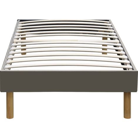 mina - Solide et Confortable Sommier Tapissier gris + Pieds en 20 cm pour matelas en 80x190 - 13 Lattes - Montage Rapide et Facile - revetement Microfibre facile d'entretien (1/5)