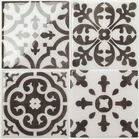 Smart Tiles Vintage Argos - carreaux de ciment adhésif grise x4 - 22.86 x 22.86 cm