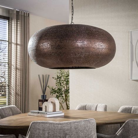 Suspension ronde 1 lampe 90x150 cm en métal cuivre antique - GERAR (1/5)