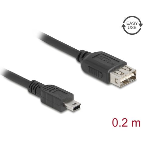 Delock Cable USB 2.0 USB Tipo Mini-B macho a EASY USB Tipo-A hembra 0,2 m