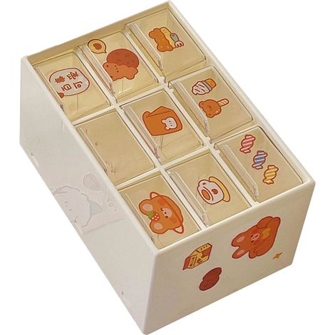 Organiseur de bureau anti-poussière beige à 9 tiroirs pour fournitures de bureau : crayons, marqueurs, ruban adhésif