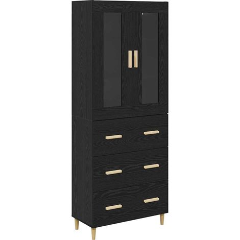 Aparador alto con cajón Roble Negro 69,5 x 34 x 180 cm vidaXL