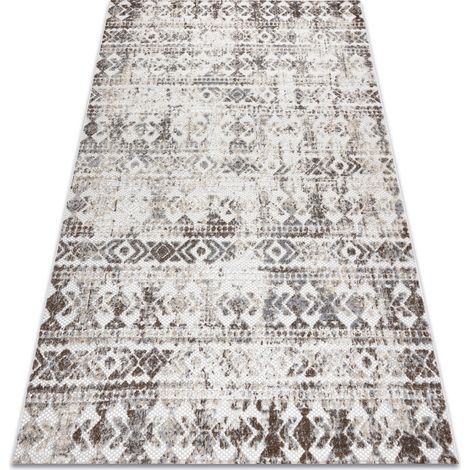 Teppich Strukturell SOLE D3732 Aztekisch, Diamanten flach gewebt beige beige 120x170 cm