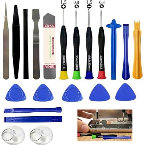 Kit de 21 Outils Réparation Smartphone, Spudgers en Métal et Plastique Antistatique, Tournevis Précision Acier 45, pour IOS Android, Tablettes PC Portables - (1/5)