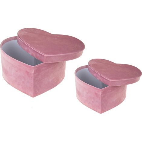 Set 2 Scatole Cuore 27 e 25 cm Velluto (1/3)