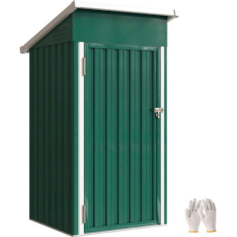Abri de jardin extérieur en métal – 0,74 m² – 107,5 x 91 x 185 cm – Toit en pente – Porte verrouillable – Aérations verticales