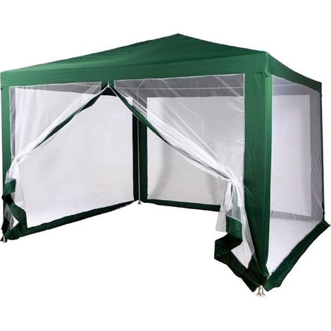 TrAdE Shop Traesio - Gazebo 2,4 X 3 X 2,50 Mt Tendone Giardino Telo Verde Impermeabile Con Zanzariera - (1/2)