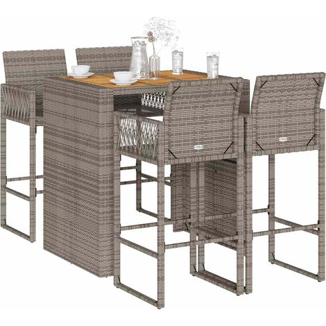 vidaXL Ensemble de bar de jardin 5 pcs sans coussins gris poly rotin (1/5)