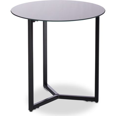 Table d’appoint ronde moderne design scandinave 51 x 50 x 50 cm en métal noir (1/5)