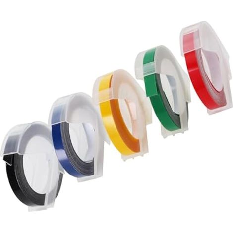 Ruban adhésif de rechange pour DYMO et Motex - 6 mm x 3 m - Idéal pour personnaliser vos étiquettes (1 lot (5 couleurs)