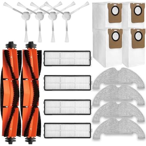 Juego de accesorios a juego con repuestos para las aspiradoras robot Dreame D10 Plus RLS3D, Z10 Pro y L10 Plus: 2 cepillos principales, 4 cepillos laterales, 4 filtros, 4 almohadillas de fregado, 4 bo